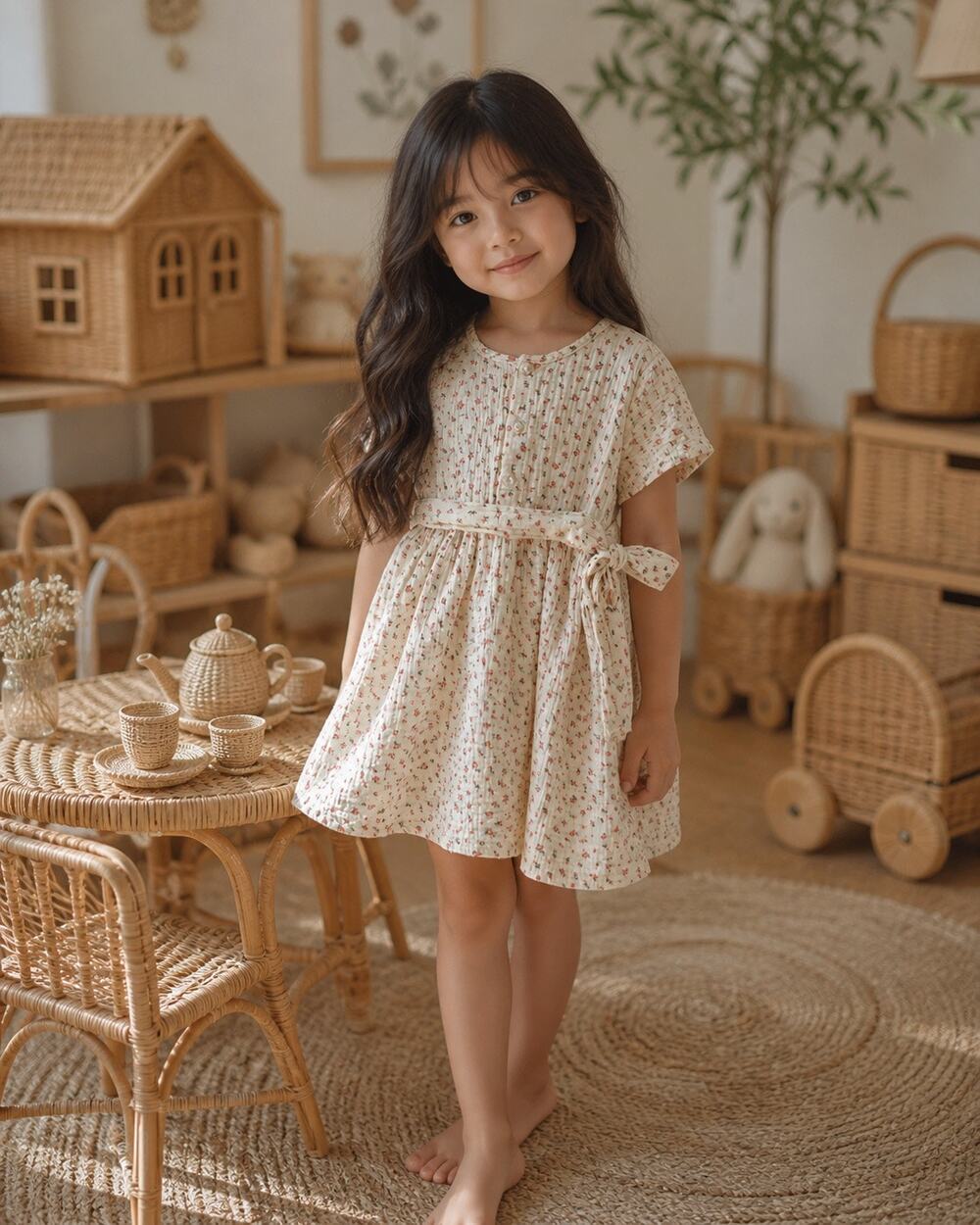 Love These Days Floral Minimalist Muslin Gauzy Dress 5T